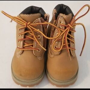 TODDLER TAN HIKING BOOTS SIZE 5 SMART FIT BRAND W ZIPPER CLOSURE EX CONDITION.